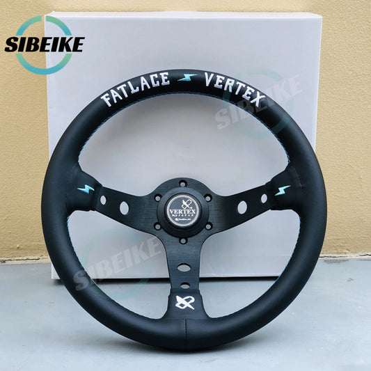 VERTEX Fatlace 13-Inch Universal Black Leather Sim Steering Wheel