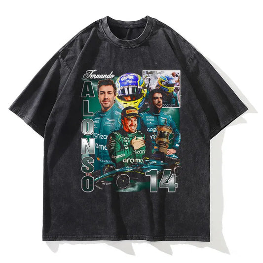 Fernando Alonso Alt Design 3 Retro Formula One T-Shirt - 100% Cotton, Vintage Racing Design