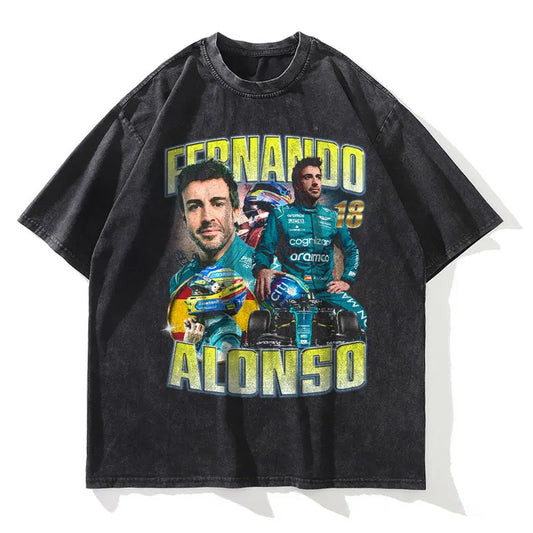 Fernando Alonso Retro Formula One T-Shirt - 100% Cotton, Vintage Racing Design