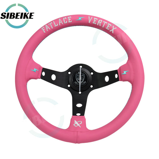 VERTEX Fatlace 13-Inch Universal Pink Leather Sim Steering Wheel