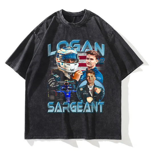 Logan Sargeant Retro Formula One T-Shirt - 100% Cotton, Vintage Racing Design