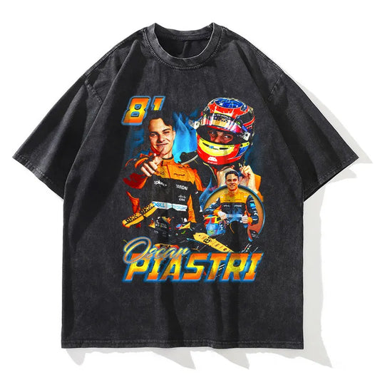 Oscar Piastri Retro Formula One T-Shirt - 100% Cotton, Vintage Racing Design