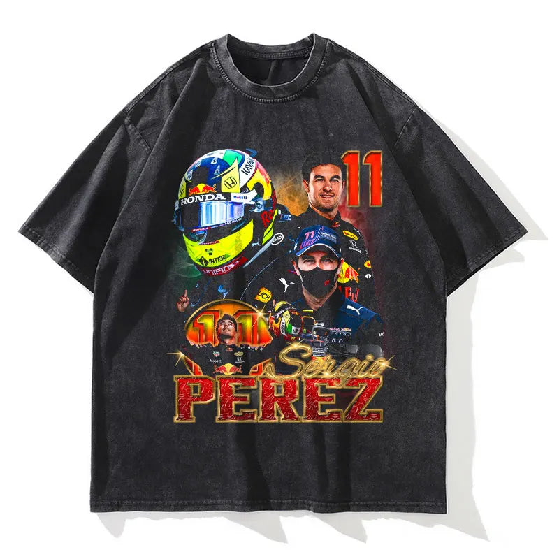 Sergio Perez Retro Formula One T-Shirt - 100% Cotton, Vintage Racing Design