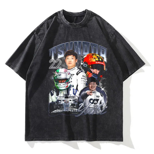 Yuki Tsunoda Retro Formula One T-Shirt - 100% Cotton, Vintage Racing Design